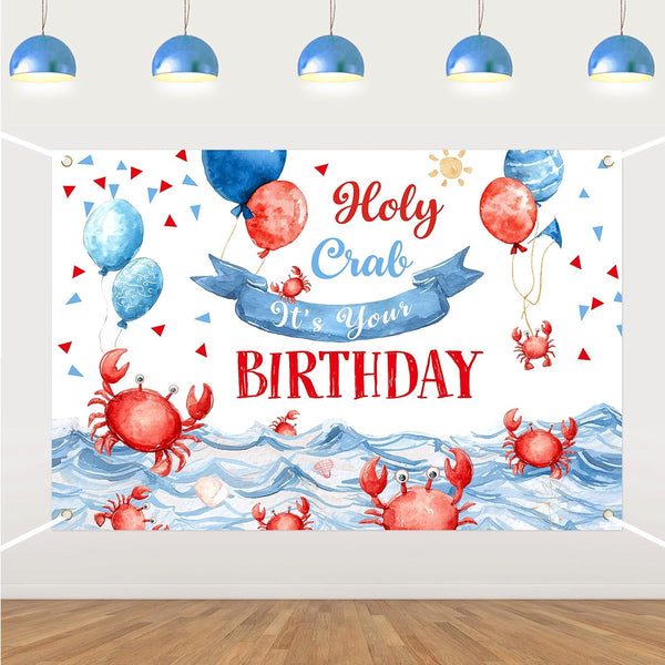 Merrystorm Crab Birthday Backdrop Crab Birthday Party Decorations Holy Crab Its Your Birthday