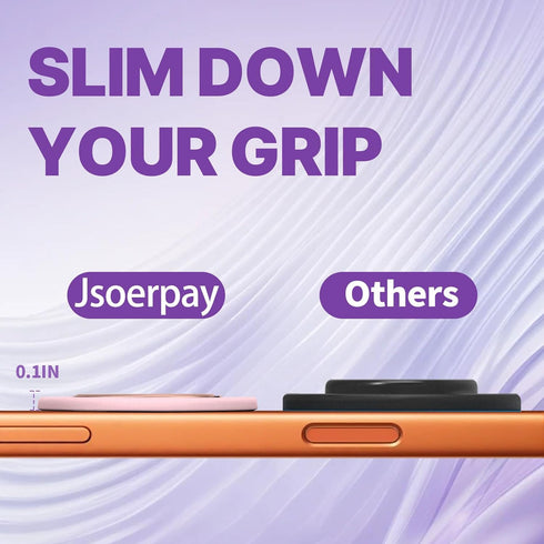 Jsoerpay Ultra-Thin Magnetic Phone Grip for MagSafe, Strong Magnet Phone Ring Holder, Includes Metal Ring Compatible