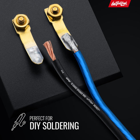 Install Link 16 AWG Gauge Speaker Wire Cable, Stereo for Car or Home Theater, CCA, 250 Feet