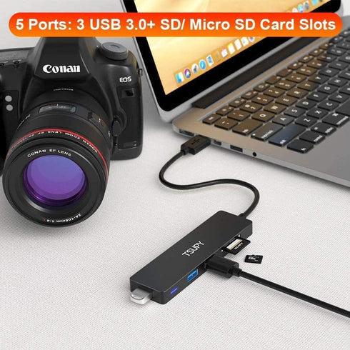 TSUPY 3.0, 5 1 3.0 3 3.0 USB Hub in Multiport Adapter USB Hub with SD Micro SD Card Reader, USB Ports Compatible