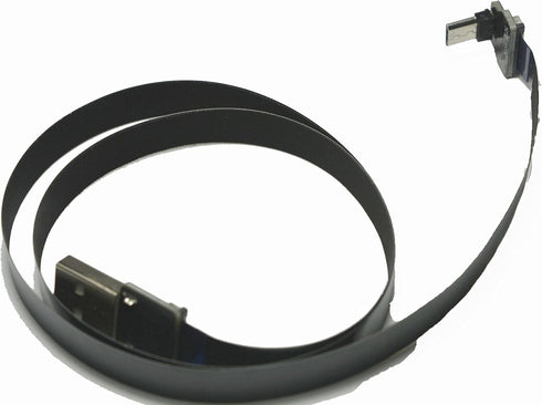 Slim Micro USB FPV Flat Slim Thin Ribbon FPC Cable Black 90 Degree Angled to Standard USB A for Charging and Sync (30CM)