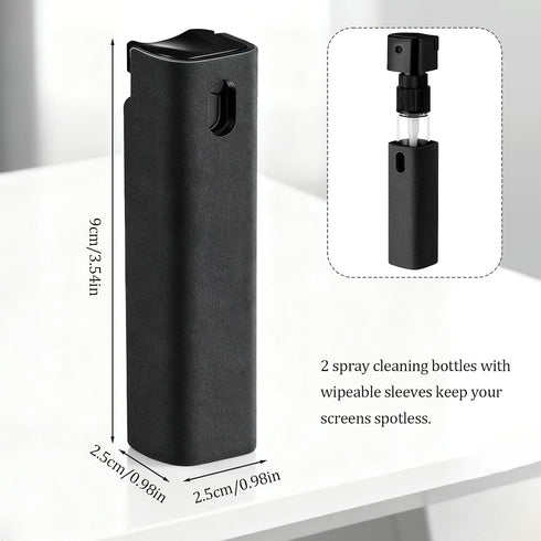 Attkryy 2 Pack Portable Screen Cleaner Spray Bottle with Microfiber Cloth Wipeable Shell Mini Cleaning Kit for Phone