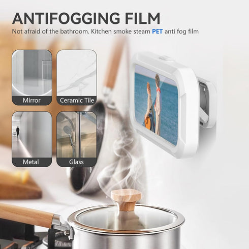 Shower Phone Holder Waterproof, 480° Rotating Adjustable Mount for 4-7" Phones, Fog-Proof Wall Phone Holder