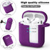 R-fun Compatible with AirPods Case Cover, Soft Silicone Protective Cover with Keychain for Apple AirPods, Plum