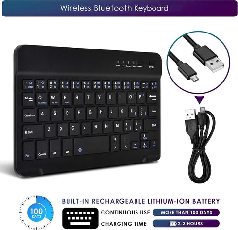 DETUOSI Universal 7-8 inch Wireless Keyboard, Multi-Device Portable Ultrathin (6mm) Lightweight for iOS/Android/Windows