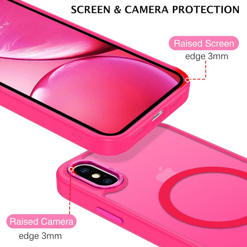 Telaso iPhone X/XS Case - Slim, Shockproof, Anti-Scratch, Matte Back, Hot Pink, Compatible with MagSafe Wireless