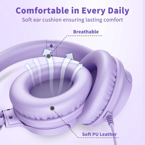 3.5mm 4.9ft MP3/4, Botesty Sound Headphones Wired with Microphone, Over Ear Foldable Plug in Headphones