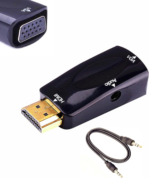 HDMI to VGA Adapter Converter with 3.5mm Audio Jack Cable, 50cm VGA Female to HDMI Male Gold Plated for Projector