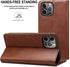 SINIANL iPhone 12 Case, Leather Wallet Case with Card Holder, Magnetic Closure Flip Cover, Brown
