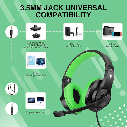ShinePick Kids Headphones, Over-Ear Gaming Headphones with Microphone and Volume Control for Kids Teens Online School,