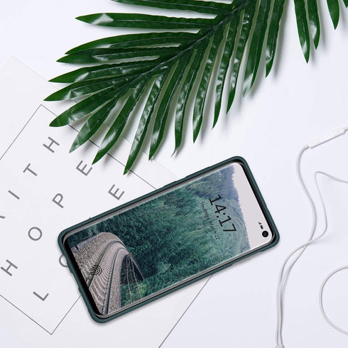 ABITKU Galaxy S10e Case, Slim Liquid Gel Rubber Shockproof Cover, Soft Microfiber Cloth Lining, Green