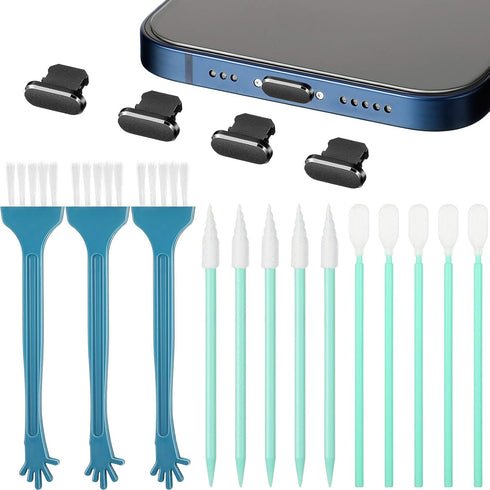Frienda Anti Dust Plug Metal Phone Dust Plug for iPhone 11/11 Pro/12 Series with Cleaning Brush Kit