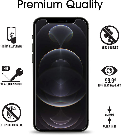 amFilm Tempered Glass Screen Protector for iPhone 12 Pro Max 6.7" (2020) - 3 Pack with Easy Installation Tray