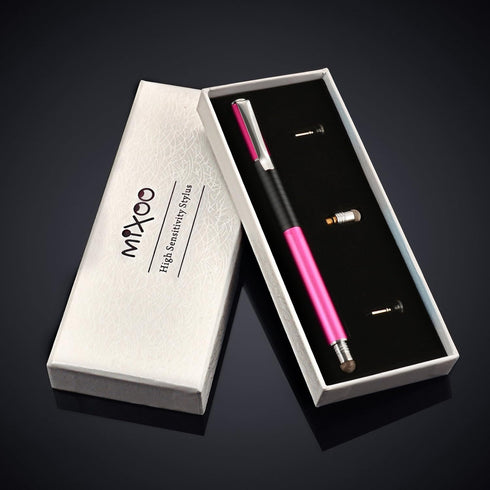Mixoo 2-in-1 Precision Disc & Fiber Stylus with 3 Replaceable Tips for Capacitive Touch Screen Devices, Purple