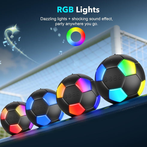RZLCCL IPX6 5W Soccer Ball Shaped Speaker, Portable Wireless Speaker with LED Light, Waterproof, Stereo, TWS Pairing