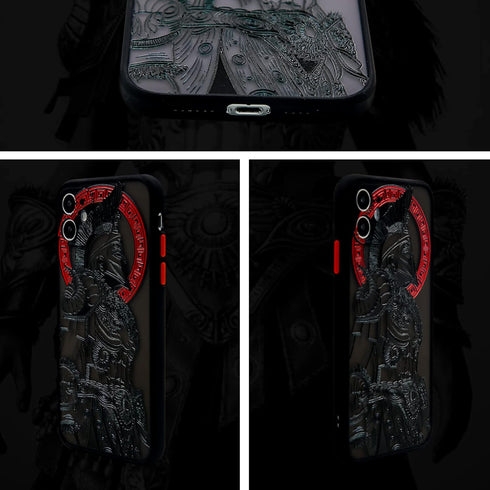 Cool Gladiator Phone Case for iPhone 12, Clear Frosted Trendy Design with 3D Embossed Features