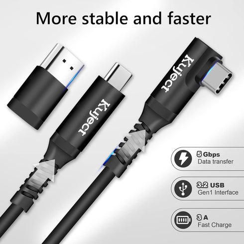 Kuject Link Cable 16FT for Quest 3S/3, Quest 2/Pro, Pico 4, VR Headset Accessories, USB 3.0 Type C to C High Speed