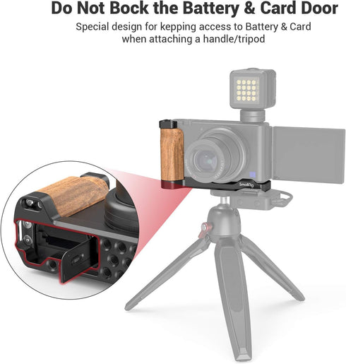 SMALLRIG L-Shape Bracket with Wooden Grip and Cold Shoe for Sony ZV1 Digital Camera - 2936