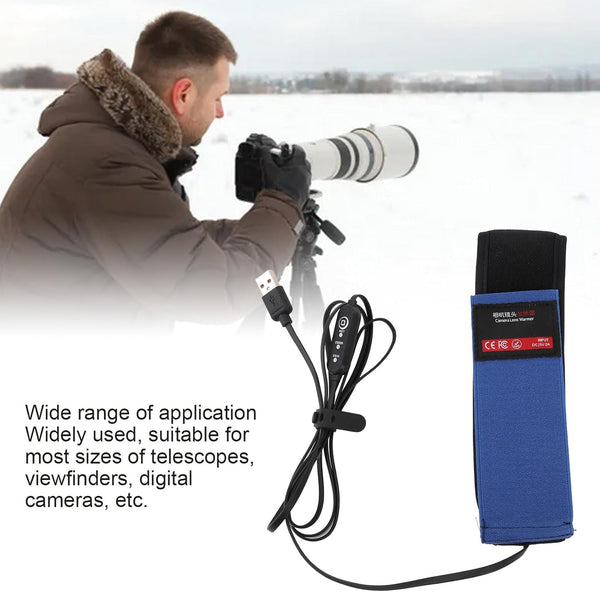 aqxreight 3 545mm 21 5in (545mm) Lens Warmer Anti Fog Temperature Adjustable USB Hook and Loop Lens Heater for Camera
