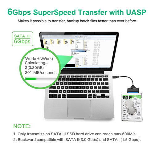 SATA to USB 3.0 Adapter Cable for 2.5 Inch Hard Drive HDD/SSD Data Transfer, External Converter Support UASP