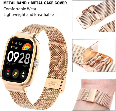 Compatible Xiaomi Redmi Watch 4 Bands - Stainless Steel Metal Replacement Strap Bracelet Accessories