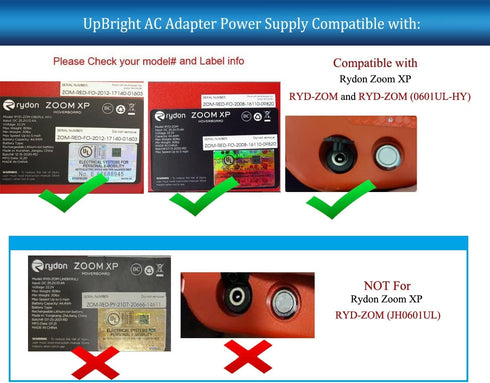 UpBright 25.2V AC/DC Adapter Compatible with Rydon Zoom XP RYD-ZOM 22.2V 2Ah 44.4Wh 22.2VDC Lithium-Ion Battery Kids Electric Scooter RYDZOM 082-07-7721 FY0132520400 25.2VDC Power Supply Cord Charger
