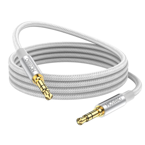 MOSWAG 3.28FT/1Meter 3.5mm Audio Aux Jack Cable, Male to Male Aux Cord, Nylon Braided for Phones, Speakers, Tablets