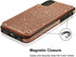 UEEBAI Case for iPhone X/XS - Premium Glitter PU Leather Wallet Cover with Card Slots, Rose Gold