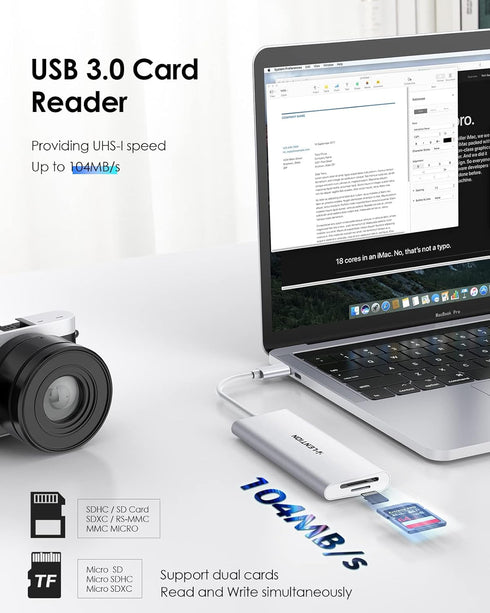 LENTION USB C Hub with 4K HDMI, 3 USB 3.0, SD/Micro SD Card Reader, Compatible with 2023-2016 MacBook Pro, Air,