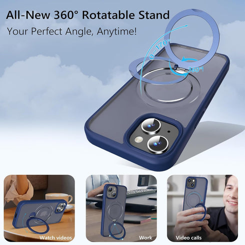 TaeliorTech 360 15 6.1'',Compatible 15 Upgraded Rotatable Magnetic Ring Stand for iPhone Case with MagSafe,Military