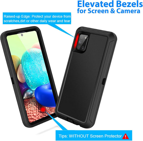 Jelanry Heavy Duty Case for Samsung Galaxy A71 5G, Rugged Dual-Layer Shockproof Protection, Black
