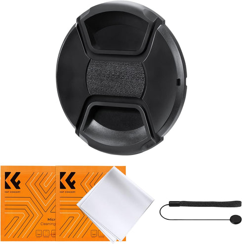 K&F Concept 40.5mm Lens Cap Cover, 4-in-1 Center Pinch Cover with Anti-Loss Keeper Leash for Camera Lenses