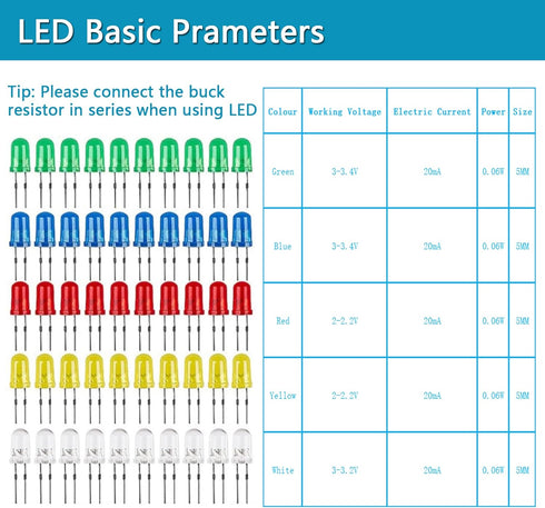 Upgraded Electronics Component Fun Kit, Power Supply Module, Jumper Wire, 830 Breadboard, LED, Capacitor, Diode,
