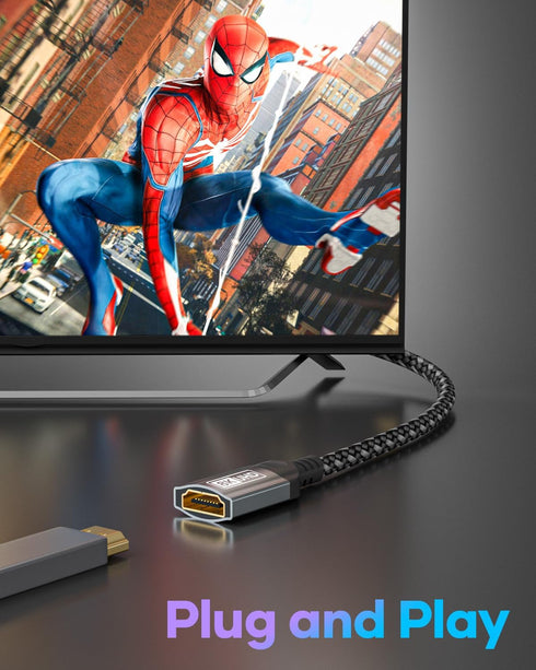 8K 18Gbps 3D PS5 PS4 Laptop-1.6 HDMI Extension Adapter, HDMI Extender Male to Female Cable Adapter High Speed UHD HDR