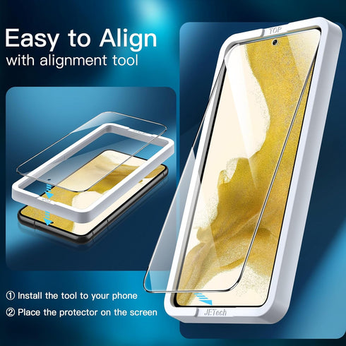JETech 3-Pack Tempered Glass Screen Protector for Samsung Galaxy S22 5G 6.1", HD Clear, Fingerprint ID Compatible, Easy