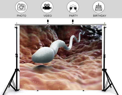 KeyWork 6x6ft Sperm Cell Backdrop Microscopic Reproductive Tissue View Photography Background for Medical Conference