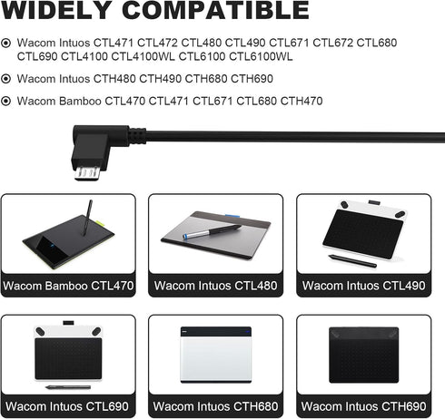 Sqrmekoko Replacement Data Sync Charging Power Supply Cable Cord - Compatible with Wacom Intuos and Bamboo Models