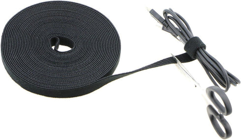 Reusable Fastening Tape Cable Ties - 3/4 Inch Double Side Hook Roll (5 Yard, Black Upgraded Version)