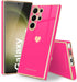 Teageo Cute Love-Heart Case for Samsung Galaxy S23 Ultra 5G - Luxury Soft Bumper, Shockproof, Hot Pink, Full Camera
