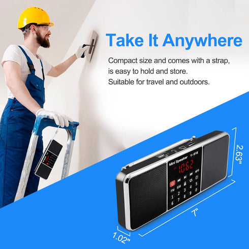 LEFON Multifunction Digital FM Radio Media Speaker MP3 Music Player with LED Screen, TF Card, USB Drive, Timing