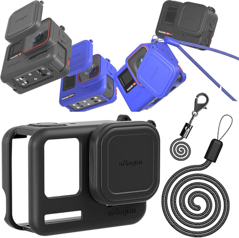 Silicone Protective Case for Insta360 Ace Pro/Ace Single, Accessories for Ace Pro/Ace Sports Camera (Black)