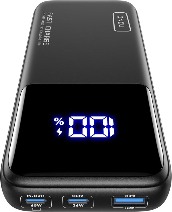 INIU Power Bank 20000mAh, 65W USB C Laptop Portable Charger, PD QC Fast Charging 3-Output for MacBook, iPad, Samsung