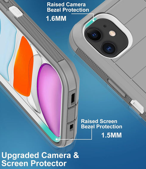iPhone 11 Case with Built-in Screen Protector, Heavy Duty Drop Protection, Rugged Shockproof Dust Proof Cover