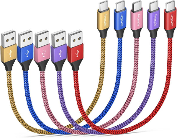 etguuds Short USB C Cable 1ft, 5-Pack Fast Charging Type C Braided Cable for iPhone 15, Samsung Galaxy S24 and More