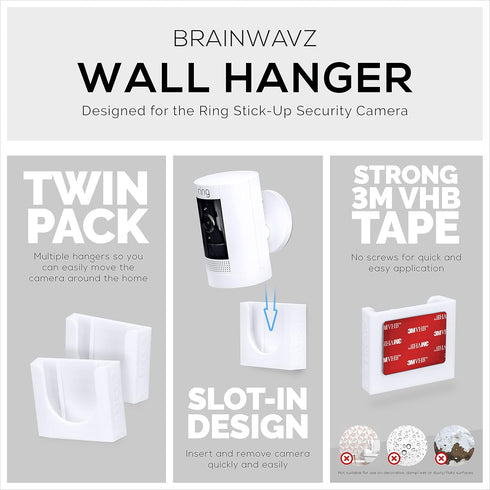 Adhesive Wall Mount for Stick Up Cam (2 Pack), No Hassle Bracket Holder for Battery, Wired & Solar Versions