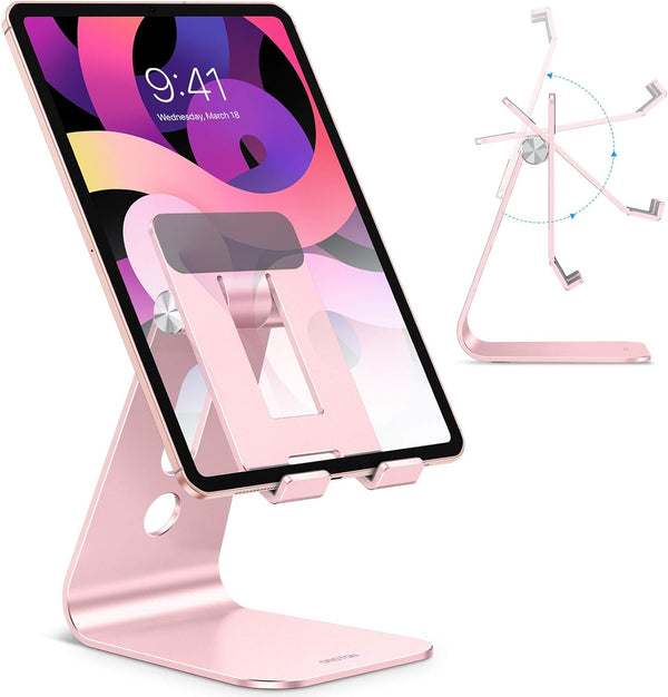 OMOTON Adjustable Tablet Stand for Desk, T2 Tablet Holder with Longer Arms for iPad Pro/Air/Mini, Rose Gold