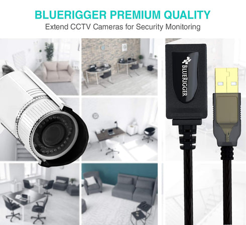 BlueRigger 32FT USB Extension Cable - Active USB 2.0 Male to Female Repeater for Game Consoles, Printers, Cameras &