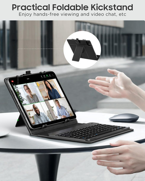 MoKo Universal Tablet Case with Keyboard for 9", 9.7", 10.1", 10.2", 10.4", 10.5", 10.9", 11" Tablets, with Removable