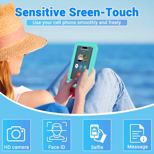 Waterproof Phone Pouch, IPX8 Double Space Cell Phone Case for iPhone 15/14/13 Pro Max Plus (Light Green)
