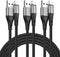 Premium Nylon Braided USB Type C Cable 10ft 3-Pack, 3A Fast Charger for Samsung Galaxy S21, Note 20, LG V50, and more.